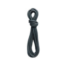 Coiled black rope on a white background