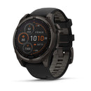 Garmin fēnix® 8 – 47 mm | Solar - Sapphire, Carbon Titanium with Black Silicone Band  