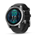 Garmin fēnix® E – 47 mm | AMOLED - Stainless Steel with Black Silicone Band  