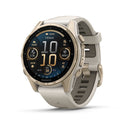 Garmin fēnix® 8 – 43 mm | AMOLED - Sapphire, Soft Gold with Fog Silicone Band  