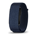 The Garmin CIRQA Smart Band, featuring a dark blue textured watch band and a rectangular black, screenless fitness tracker for 24/7 health monitoring and advanced sleep tracking, is displayed on a white background.