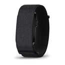 A side view of the Garmin CIRQA Smart Band is displayed on a white background, featuring a black textured fabric wristband with a loop fastener and a rectangular smartwatch face—perfect for comfortable 24/7 health monitoring and advanced sleep tracking.