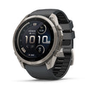 The Garmin fēnix 9 Pro inReach is a multisport GPS smartwatch featuring a round display that shows the time, date, steps, heart rate, battery level, and various fitness stats. It comes with a black silicone strap and a silver bezel and offers advanced satellite connectivity for precise tracking during any activity.