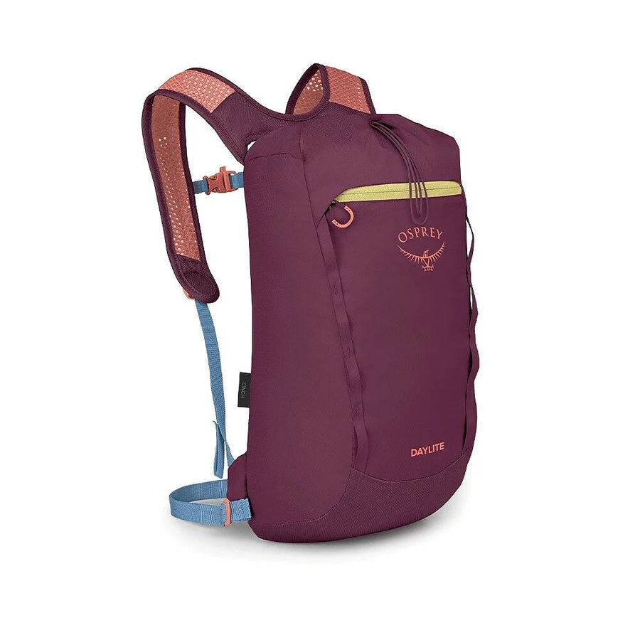 Osprey Daylite Cinch Backpack side profile, Moody Burgundy