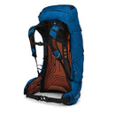 Osprey Exos 48 Ultralight Backpack back panel open, Blue Ribbon