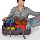 Osprey Fairview 40 Travel Pack main compartment open with contents, lifestyle picture