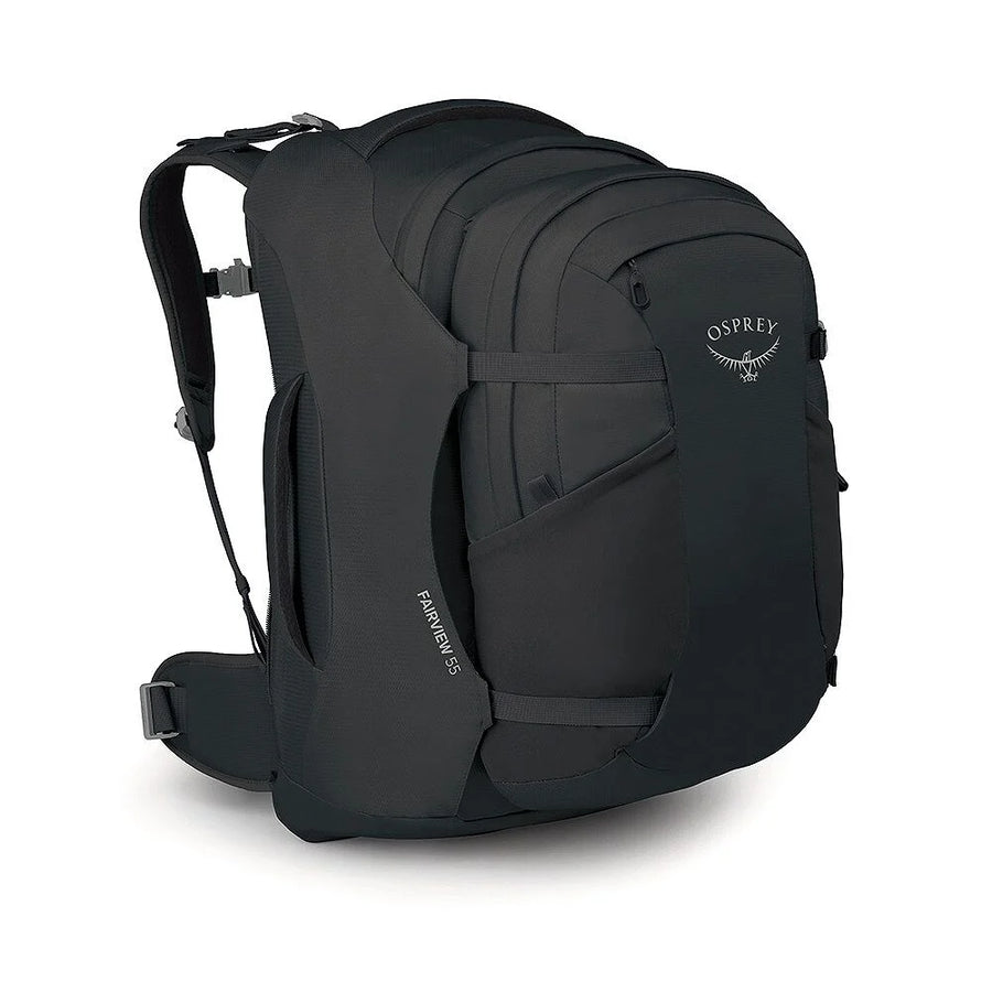 Osprey Fairview 55 Travel Pack front view, Black