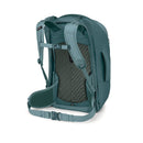 Osprey Fairview 55 Travel Pack back  panel view, Cascade Blue/Teal Blue