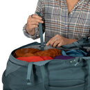 Osprey Fairview 70 Travel Pack inner organisation with contents, Cascade Blue/Teal Blue
