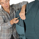 Osprey Fairview 70 Travel Pack top handle detail, Cascade Blue/Teal Blue
