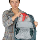 Osprey Fairview 70 Travel Pack inner organisation with contents, Cascade Blue/Teal Blue