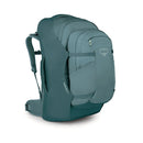 Osprey Fairview 70 Travel Pack side profile, Cascade Blue/Teal Blue