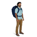 Osprey Farpoint 70 Travel Pack worn, side profile, Antique Blue