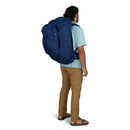 Osprey Farpoint 70 Travel Pack worn, full length back, Antique Blue