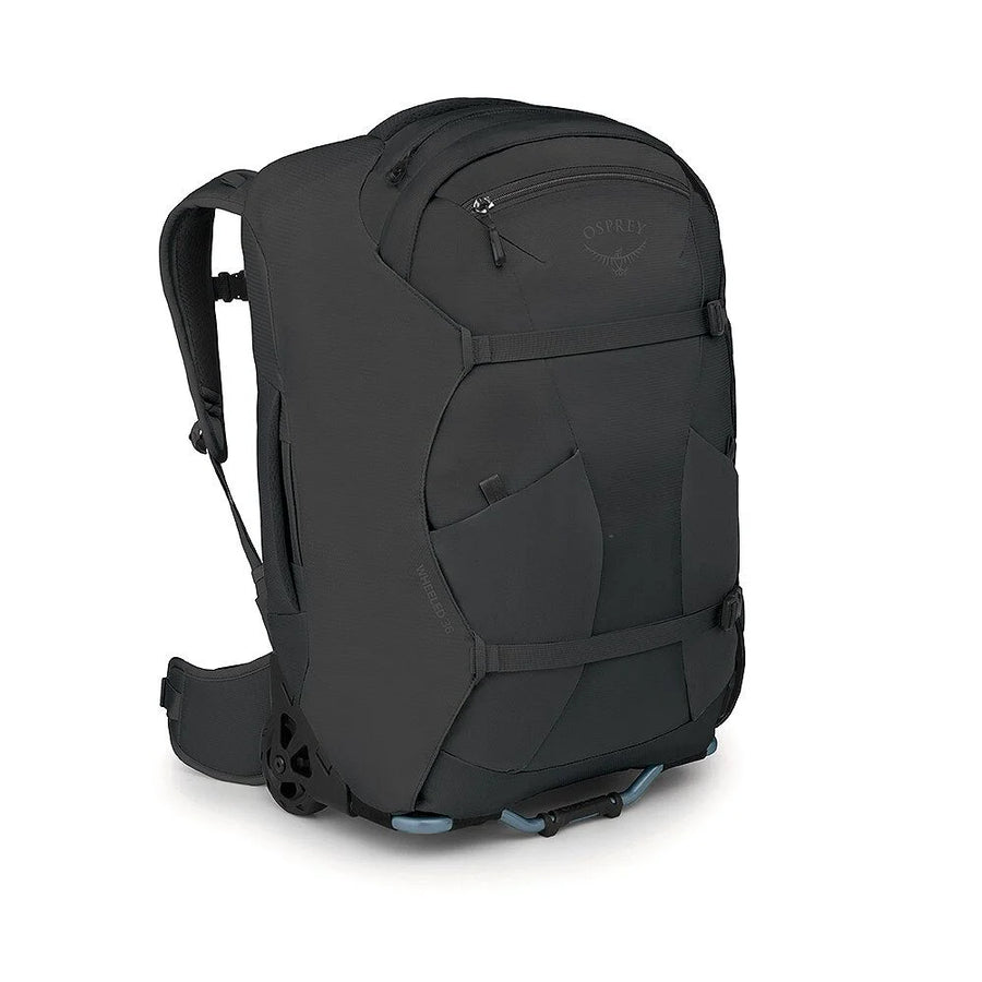 Osprey Farpoint Fairview Carry-On Wheeled Travel Pack 36L front view, Black