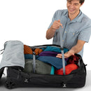 Osprey Farpoint Fairview Wheeled Travel Pack 65L main compartment open, Black