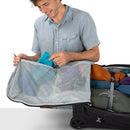 Osprey Farpoint Fairview Wheeled Travel Pack 65L inner organisation with contents, Black