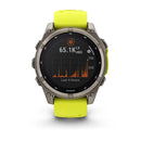Garmin fēnix® 8 – 47 mm | Solar Sapphire Titanium with AMP Yellow/Graphite Silicone Band- Great Outdoors Ireland