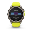 Garmin fēnix® 8 – 47 mm | Solar Sapphire Titanium with AMP Yellow/Graphite Silicone Band- Great Outdoors Ireland