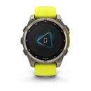 Garmin fēnix® 8 – 47 mm | Solar Sapphire Titanium with AMP Yellow/Graphite Silicone Band- Great Outdoors Ireland