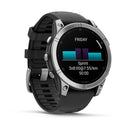 Garmin fēnix® E – 47 mm | AMOLED - Stainless Steel with Black Silicone Band  