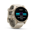 Garmin fēnix® 8 – 43 mm | AMOLED - Sapphire, Soft Gold with Fog Silicone Band  