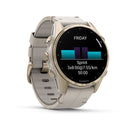 Garmin fēnix® 8 – 43 mm | AMOLED - Sapphire, Soft Gold with Limestone Leather Band  