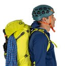 Osprey Mutant 38 Backpack worn, full length three-quarter view, Lemongrass