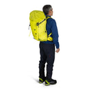 Osprey Mutant 38 Backpack worn, full length side profile, Lemongrass