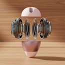 Shokz Opendots one Bone Conducting Headphones in an exploded image on a shelf showing multiple components