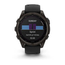 Garmin fēnix® 8 – 47 mm | Solar - Sapphire, Carbon Titanium with Black Silicone Band  