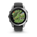 Garmin fēnix® E – 47 mm | AMOLED - Stainless Steel with Black Silicone Band  