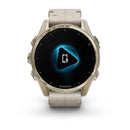 Garmin fēnix® 8 – 43 mm | AMOLED - Sapphire, Soft Gold with Limestone Leather Band  