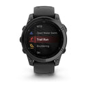 Garmin fēnix® E – 47 mm | AMOLED - Slate Grey Steel with Black Silicone Band  