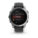 Garmin fēnix® E – 47 mm | AMOLED - Stainless Steel with Black Silicone Band  