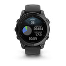 Garmin fēnix® E – 47 mm | AMOLED - Slate Grey Steel with Black Silicone Band  
