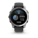 Garmin fēnix® E – 47 mm | AMOLED - Stainless Steel with Black Silicone Band  