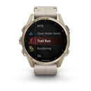 Garmin fēnix® 8 – 43 mm | AMOLED - Sapphire, Soft Gold with Limestone Leather Band  