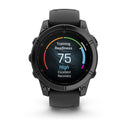Garmin fēnix® E – 47 mm | AMOLED - Slate Grey Steel with Black Silicone Band  