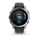 Garmin fēnix® E – 47 mm | AMOLED - Stainless Steel with Black Silicone Band  