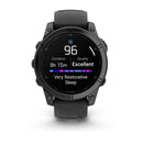 Garmin fēnix® E – 47 mm | AMOLED - Slate Grey Steel with Black Silicone Band  