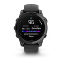 Garmin fēnix® E – 47 mm | AMOLED - Slate Grey Steel with Black Silicone Band  