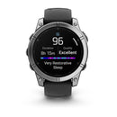 Garmin fēnix® E – 47 mm | AMOLED - Stainless Steel with Black Silicone Band  