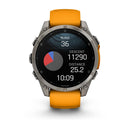 Garmin fēnix® 8 – 47 mm | AMOLED - Sapphire, Titanium with Spark Orange Band  