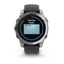 Garmin fēnix® E – 47 mm | AMOLED - Stainless Steel with Black Silicone Band  