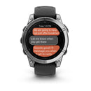 Garmin fēnix® E – 47 mm | AMOLED - Stainless Steel with Black Silicone Band  