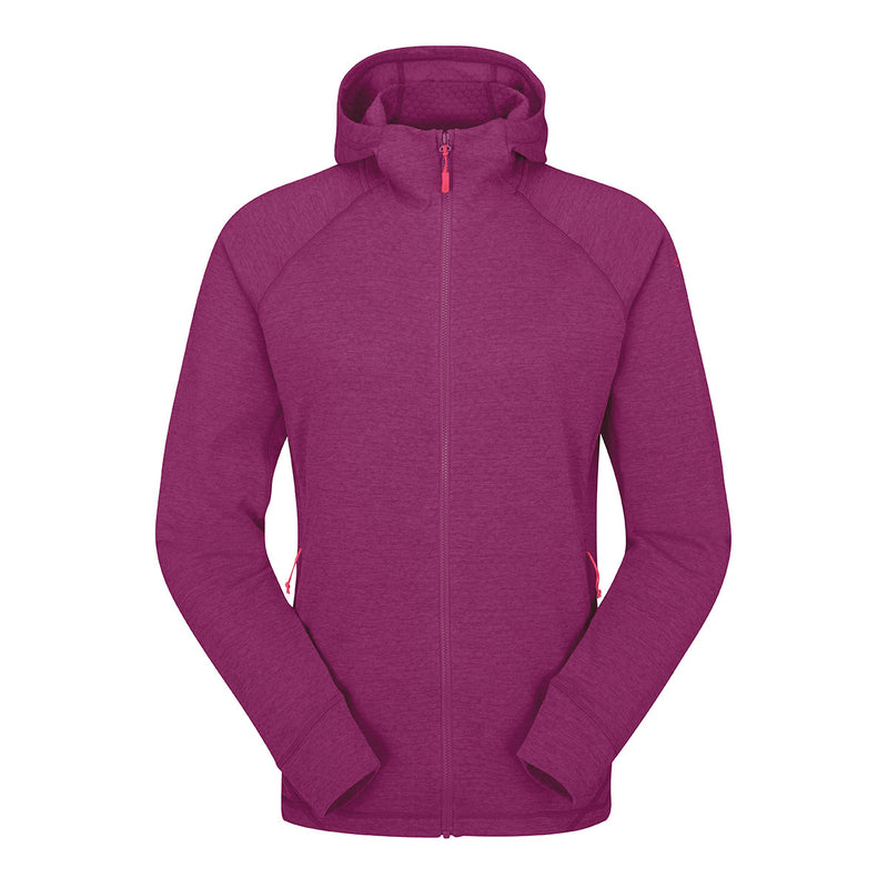 Rab women's nexus fleece hoody in purple mulberry on a white background.