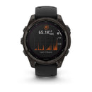 Garmin fēnix® 8 – 47 mm | Solar - Sapphire, Carbon Titanium with Black Silicone Band  