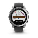 Garmin fēnix® E – 47 mm | AMOLED - Stainless Steel with Black Silicone Band  