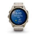 Garmin fēnix® 8 – 43 mm | AMOLED - Sapphire, Soft Gold with Limestone Leather Band  